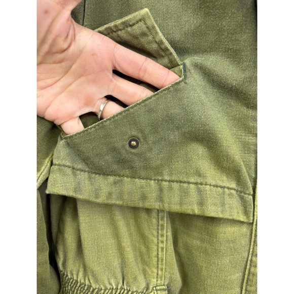 HEI HEI Women's Olive Green Utility Jacket Belted Ruffled Back Women's Size L - Picture 11 of 11